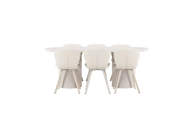 Spisegruppe Venture Home Spisegruppe Venture Home Narvik 100x200 cm beige med 6 stk. Lilja-stoler Beige