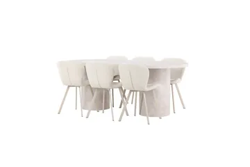 Spisegruppe Venture Home Spisegruppe Venture Home Narvik 100x200 cm beige med 6 stk. Lilja-stoler Beige - Møbler - Bord - Spisegruppe