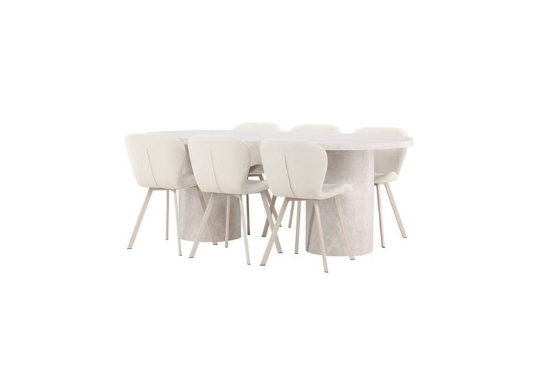 Spisegruppe Venture Home Spisegruppe Venture Home Narvik 100x200 cm beige med 6 stk. Lilja-stoler Beige - Møbler - Bord - Spisegruppe