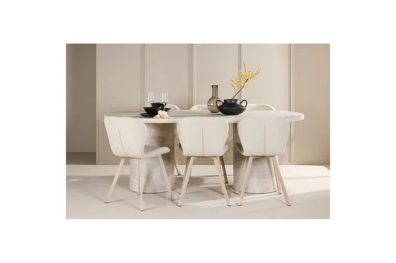 Spisegruppe Venture Home Spisegruppe Venture Home Narvik 100x200 cm beige med 6 stk. Lilja-stoler Beige - Møbler - Bord - Spisegruppe