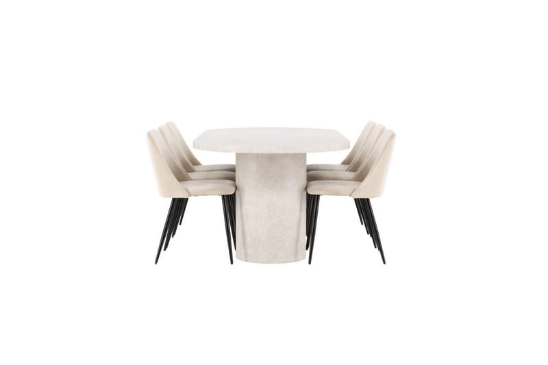 Spisegruppe Venture Home Spisegruppe Venture Home Narvik 100x200 cm beige med 6 stk. Night-stoler Beige - Møbler - Bord - Spisegruppe