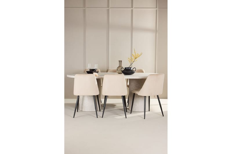 Spisegruppe Venture Home Spisegruppe Venture Home Narvik 100x200 cm beige med 6 stk. Night-stoler Beige - Møbler - Bord - Spisegruppe