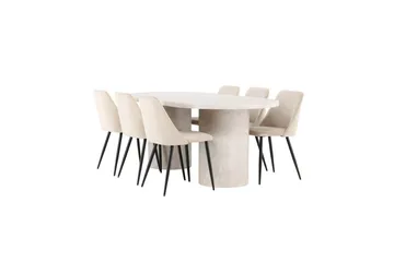 Spisegruppe Venture Home Spisegruppe Venture Home Narvik 100x200 cm beige med 6 stk. Night-stoler Beige - Møbler - Bord - Spisegruppe