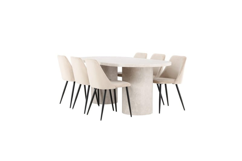 Spisegruppe Venture Home Spisegruppe Venture Home Narvik 100x200 cm beige med 6 stk. Night-stoler Beige - Møbler - Bord - Spisegruppe