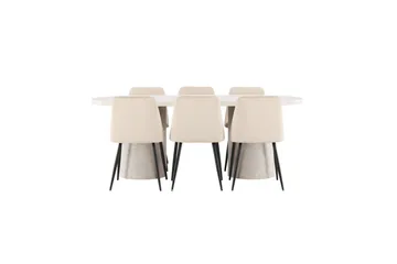 Spisegruppe Venture Home Spisegruppe Venture Home Narvik 100x200 cm beige med 6 stk. Night-stoler Beige - Møbler - Bord - Spisegruppe