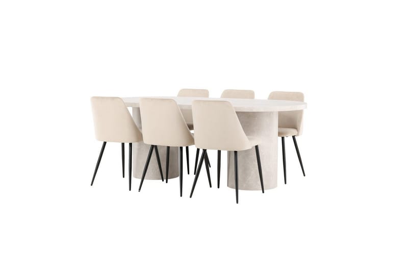 Spisegruppe Venture Home Spisegruppe Venture Home Narvik 100x200 cm beige med 6 stk. Night-stoler Beige - Møbler - Bord - Spisegruppe