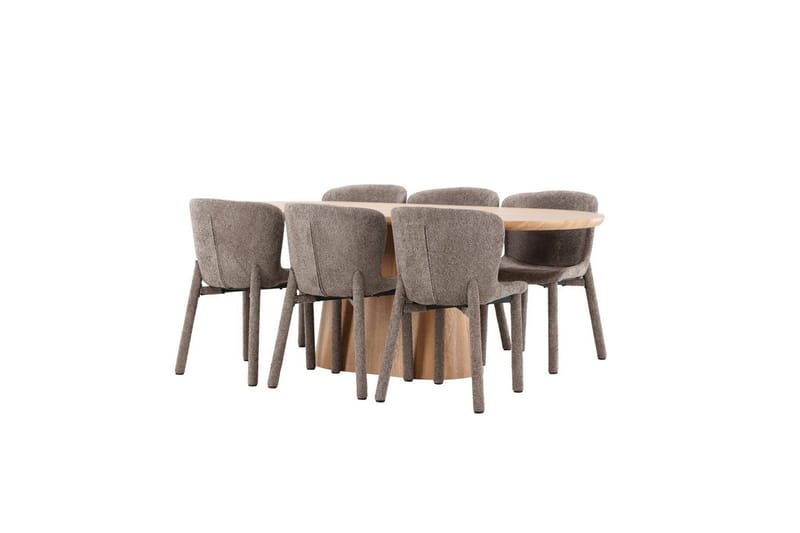 Spisegruppe Venture Home Spisegruppe Venture Home Stjärnö 200x90 cm natur med 6 stk. Astoria-stoler brun Natur - Møbler - Bord - Spisegruppe