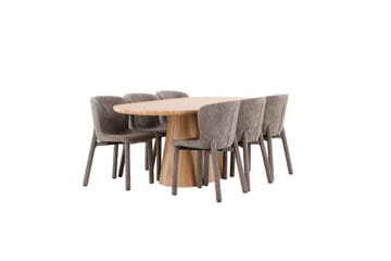 Spisegruppe Venture Home Spisegruppe Venture Home Stjärnö 200x90 cm natur med 6 stk. Astoria-stoler brun Natur - Møbler - Bord - Spisegruppe