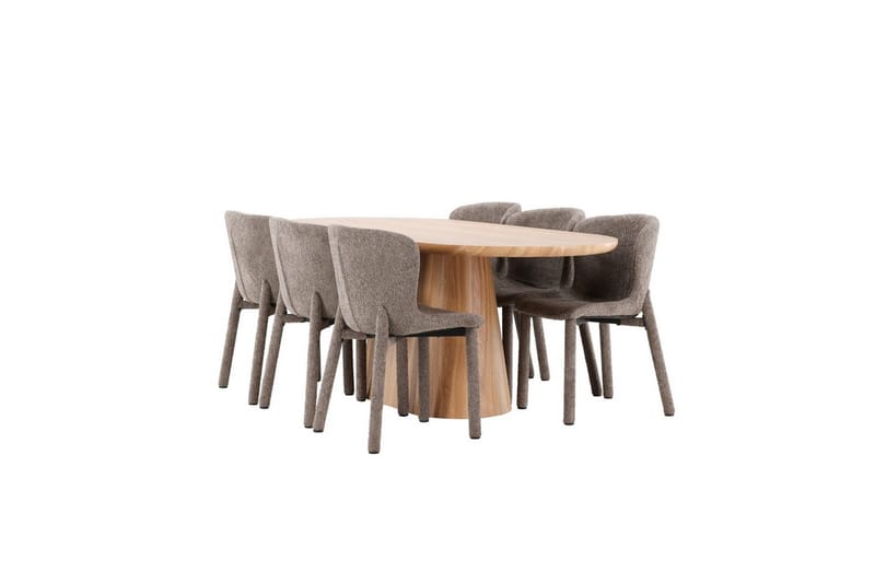 Spisegruppe Venture Home Spisegruppe Venture Home Stjärnö 200x90 cm natur med 6 stk. Astoria-stoler brun Natur - Møbler - Bord - Spisegruppe