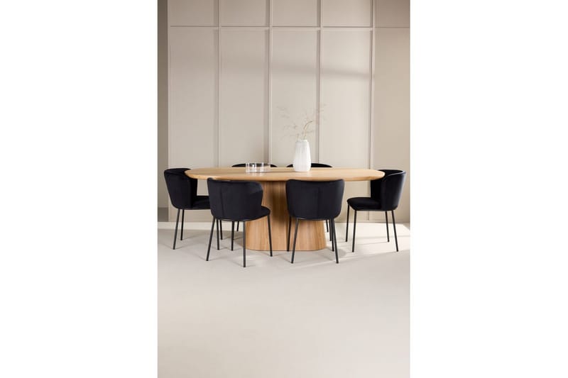 Spisegruppe Venture Home Spisegruppe Venture Home Stjärnö 200x90 cm natur med 6 stk. Edina-stoler svart Natur - Møbler - Bord - Spisegruppe