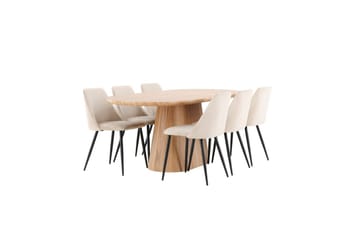 Spisegruppe Venture Home Spisegruppe Venture Home Stjärnö 200x90 cm natur med 6 stk Night-stoler Natur - Møbler - Bord - Spisegruppe