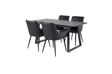 Spisegruppe Venture Home Zarzosa uttrekkbar spisegruppe 160 cm rektangulær med 4 Caspien-stoler Svart - Møbler - Bord - Spisegruppe