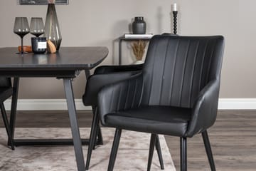 Spisegruppe Venture Home Zarzosa uttrekkbar spisegruppe 160 cm rektangulær med 4 Caspien-stoler Svart - Møbler - Bord - Spisegruppe