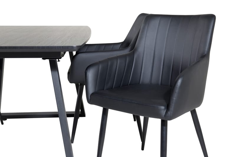 Spisegruppe Venture Home Zarzosa uttrekkbar spisegruppe 160 cm rektangulær med 4 Caspien-stoler Svart - Møbler - Bord - Spisegruppe