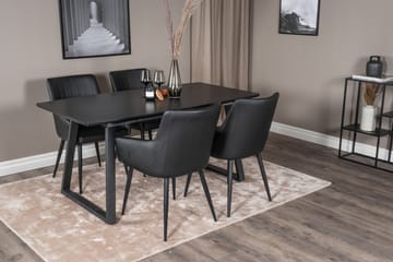 Spisegruppe Venture Home Zarzosa uttrekkbar spisegruppe 160 cm rektangulær med 4 Caspien-stoler Svart - Møbler - Bord - Spisegruppe