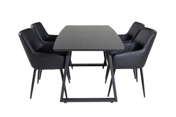 Spisegruppe Venture Home Zarzosa uttrekkbar spisegruppe 160 cm rektangulær med 4 Caspien-stoler Svart - Møbler - Bord - Spisegruppe