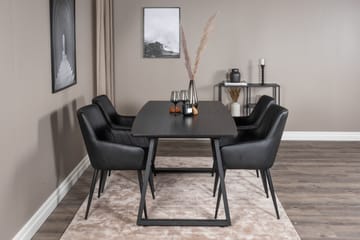 Spisegruppe Venture Home Zarzosa uttrekkbar spisegruppe 160 cm rektangulær med 4 Caspien-stoler Svart - Møbler - Bord - Spisegruppe