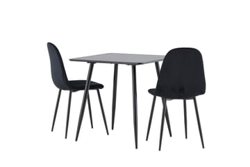 Spisegruppe Venture Home Polar spisegruppe 75 cm kvadratisk med 2 Polar-stoler Svart/Svart/Svart - Møbler - Bord - Spisegruppe