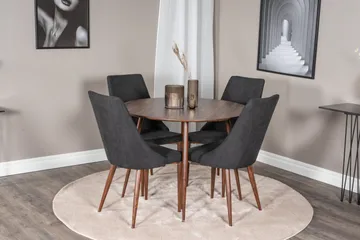 Spisegruppe Venture Home Plaza spisegruppe 100 cm rund med 4 Leone-stoler Svart/Natur - Møbler - Bord - Spisegruppe