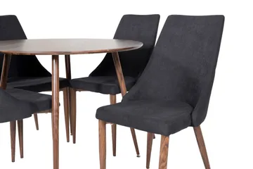 Spisegruppe Venture Home Plaza spisegruppe 100 cm rund med 4 Leone-stoler Svart/Natur - Møbler - Bord - Spisegruppe