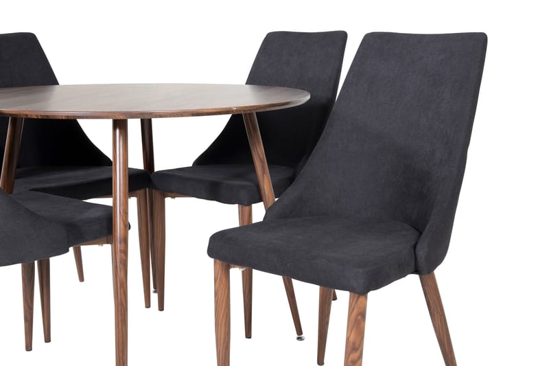 Spisegruppe Venture Home Plaza spisegruppe 100 cm rund med 4 Leone-stoler Svart/Natur - Møbler - Bord - Spisegruppe
