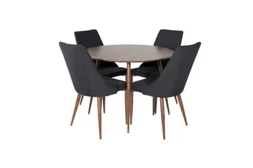Spisegruppe Venture Home Plaza spisegruppe 100 cm rund med 4 Leone-stoler Svart/Natur - Møbler - Bord - Spisegruppe