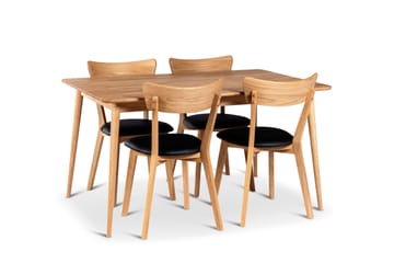 Spisegrupper Stenexpo Alborg Spisegruppe 140 cm med 4 Eksjö Stoler i massivt tre Lysebrun,Natur - Møbler - Bord - Spisegruppe