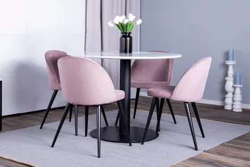 Admira spisebord med 4 Valeri Spisestoler - Rosa Cordfløyel - Møbler - Bord - Spisegruppe