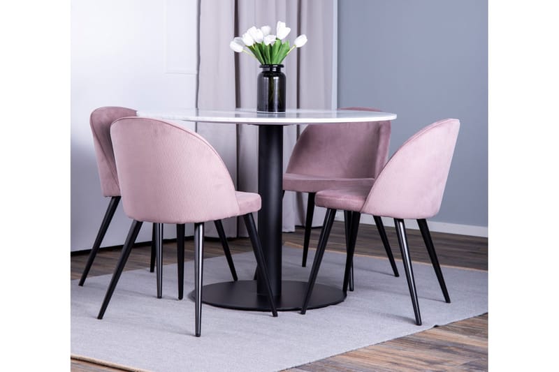 Admira spisebord med 4 Valeri Spisestoler - Rosa Cordfløyel - Møbler - Bord - Spisegruppe