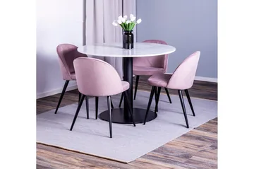 Admira spisebord med 4 Valeri Spisestoler - Rosa Cordfløyel - Møbler - Bord - Spisegruppe