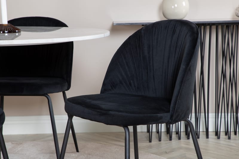 Admira Spisegruppe 106 cm Rund inkl. 4 Foyos Stoler - Marmor/Hvit/Svart - Møbler - Bord - Spisegruppe