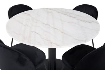 Admira Spisegruppe 106 cm Rund inkl. 4 Foyos Stoler - Marmor/Hvit/Svart - Møbler - Bord - Spisegruppe