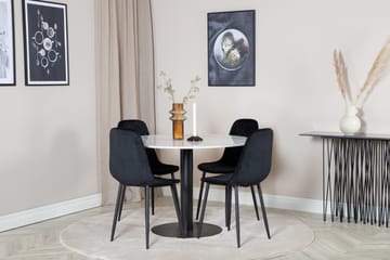 Admira Spisegruppe 106 cm Rund inkl. 4 Ypas Stoler - Marmor/Hvit/Svart - Møbler - Bord - Spisegruppe