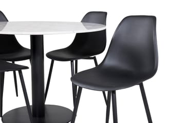 Admira Spisegruppe 106 cm Rund inkl. 4 Ypas Stoler - Marmor/Hvit/Svart - Møbler - Bord - Spisegruppe