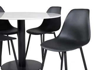 Admira Spisegruppe 106 cm Rund inkl. 4 Ypas Stoler - Marmor/Hvit/Svart - Møbler - Bord - Spisegruppe