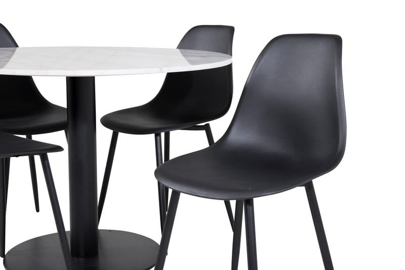 Admira Spisegruppe 106 cm Rund inkl. 4 Ypas Stoler - Marmor/Hvit/Svart - Møbler - Bord - Spisegruppe