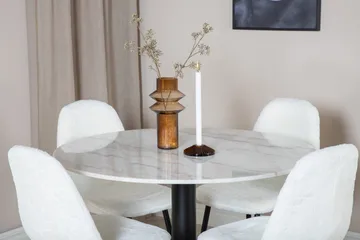 Admira Spisegruppe 106 cm Rund inkl. 4 Ypas Stoler - Marmor/Hvit/Svart - Møbler - Bord - Spisegruppe