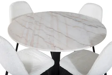 Admira Spisegruppe 106 cm Rund inkl. 4 Ypas Stoler - Marmor/Hvit/Svart - Møbler - Bord - Spisegruppe