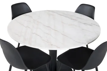 Admira Spisegruppe 106 cm Rund inkl. 4 Ypas Stoler - Marmor/Hvit/Svart - Møbler - Bord - Spisegruppe