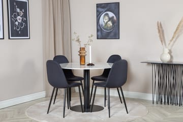 Admira Spisegruppe 106 cm Rund inkl. 4 Ypas Stoler - Marmor/Hvit/Svart - Møbler - Bord - Spisegruppe