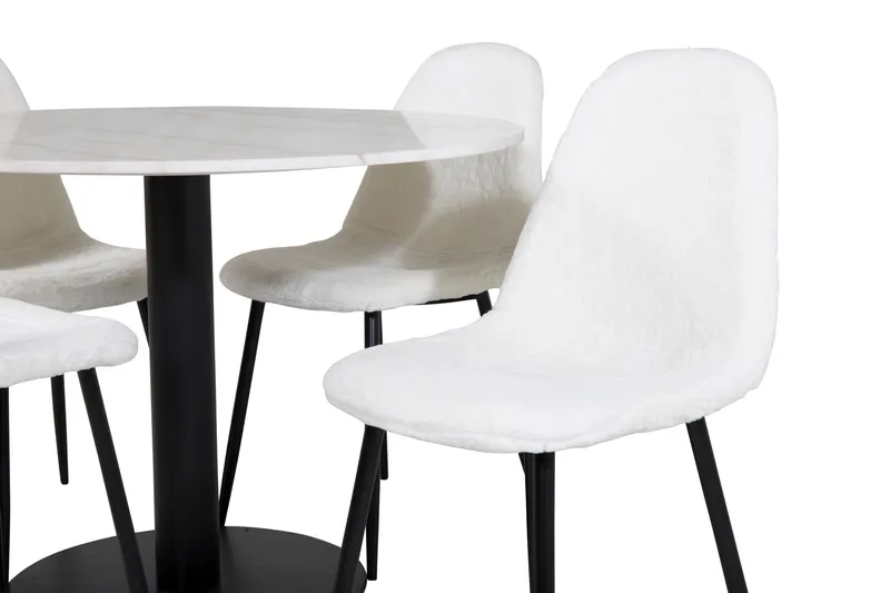 Admira Spisegruppe 106 cm Rund inkl. 4 Ypas Stoler - Marmor/Hvit/Svart - Møbler - Bord - Spisegruppe
