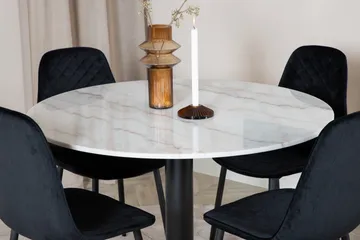 Admira Spisegruppe 106 cm Rund inkl. 4 Ypas Stoler - Marmor/Hvit/Svart - Møbler - Bord - Spisegruppe