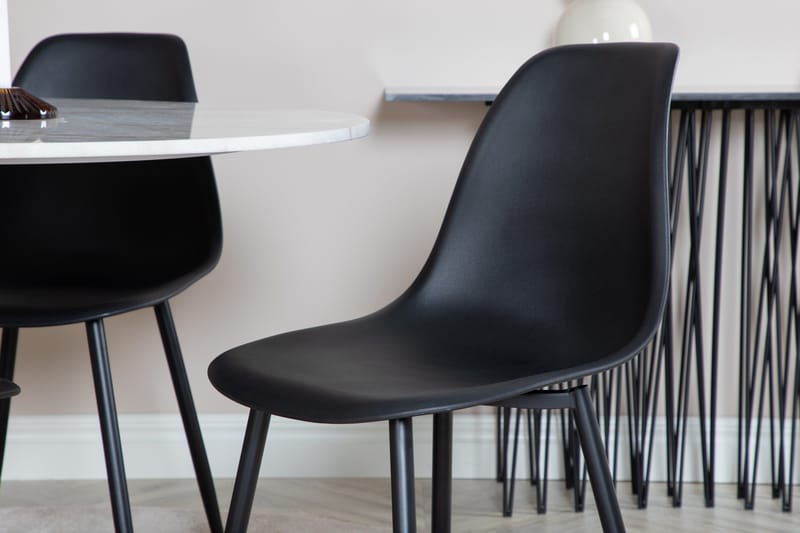 Admira Spisegruppe 106 cm Rund inkl. 4 Ypas Stoler - Marmor/Hvit/Svart - Møbler - Bord - Spisegruppe