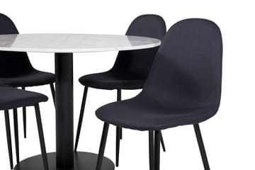 Admira Spisegruppe 106 cm Rund inkl. 4 Ypas Stoler - Marmor/Hvit/Svart - Møbler - Bord - Spisegruppe