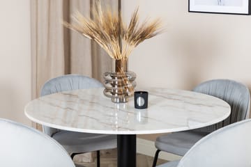 Admira Spisegruppe 106 cm Rundt Marmor inkl. 4 Foyos Stoler - Hvit/Svart/Grå - Møbler - Bord - Spisegruppe
