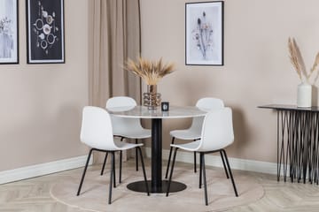 Admira Spisegruppe 106 cm Rundt Marmor inkl. 4 Kullersbro St - Hvit/Svart - Møbler - Bord - Spisegruppe