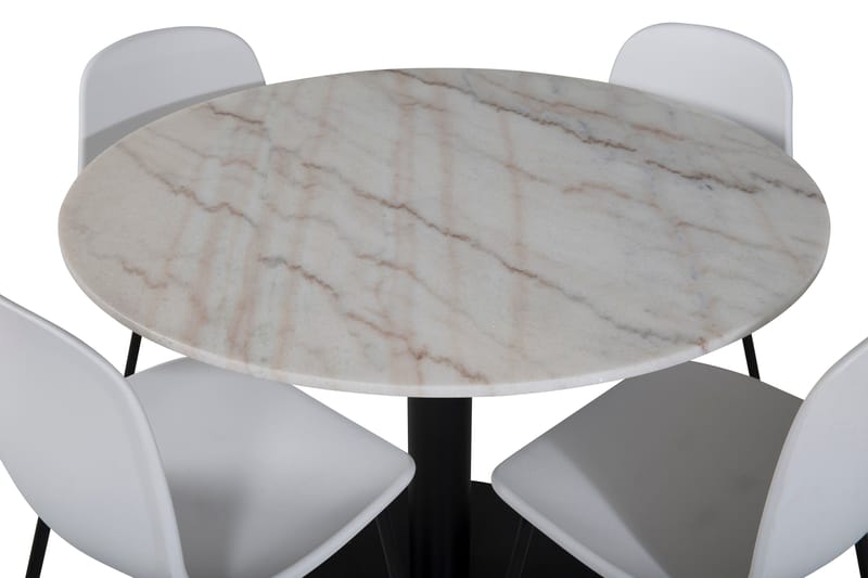 Admira Spisegruppe 106 cm Rundt Marmor inkl. 4 Kullersbro St - Hvit/Svart - Møbler - Bord - Spisegruppe