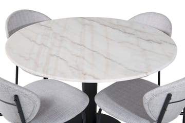 Admira Spisegruppe 106 cm Rundt Marmor inkl. 4 Moncoll Stole - Hvit/Svart/Beige - Møbler - Bord - Spisegruppe