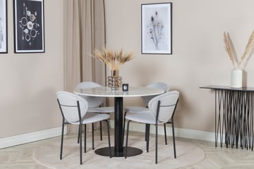 Admira Spisegruppe 106 cm Rundt Marmor inkl. 4 Moncoll Stole - Hvit/Svart/Beige - Møbler - Bord - Spisegruppe