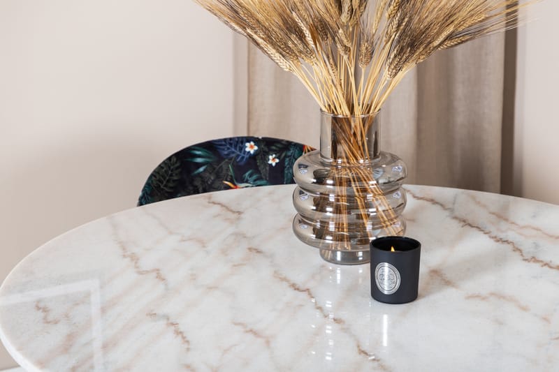 Admira Spisegruppe 106 cm Rundt Marmor inkl. 4 Sedavi Stoler - Hvit/Svart/Blå - Møbler - Bord - Spisegruppe